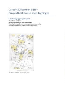 Situasjonsplan som viser tomtene og bygningsplasseringer i området rundt Kirkeveien 51B.