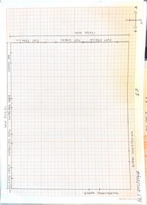 Teknisk detaljtegning som viser mål og plassering av vinduer i en vegg.