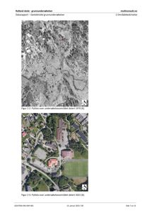 Bildet viser to flyfotografier (Figur 2-2 og Figur 2-3) av undersøkelsesområdet for Rolland skole, datert henholdsvis 1970 og 2022.