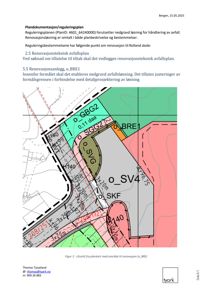 Utsnitt fra plankart som viser reguleringssoner (f.eks. o_SVG, o_SV4, o_BRE1) og høydemålinger (H140, H198) for et område ved Rolland skole.