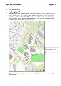 Oversiktskart over området rundt Rolland skole med markerte soner for skolen og parkeringsplass.