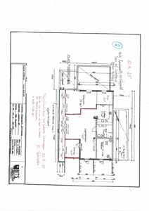 Etasjeplan (PLAN UNDERETASJE) med romfordeling, mål og håndskrevne notater om endringer.