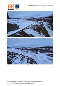 Fotografier av eiendom gnr. 40 bnr. 508 som viser terrengforhold og snødekke.