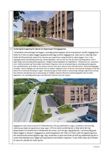 3D-visualisering av et planlagt bygg med omgivende landskap, parkeringsplass og vei.