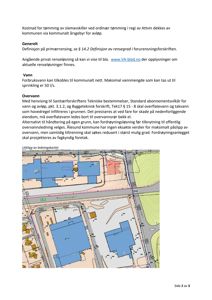 Et utklipp av et kart (ledningskart) som viser bygninger, veier (Alexanderplass) og grøntområder.