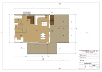 Etasjeplan (1. etg) som viser romfordeling, dimensjoner og areal for en bolig.