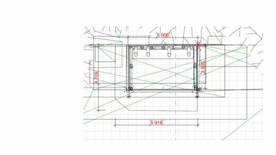 En teknisk detaljtegning som viser en konstruksjon (sannsynligvis et vindu eller dør) med mål og dimensjoner.