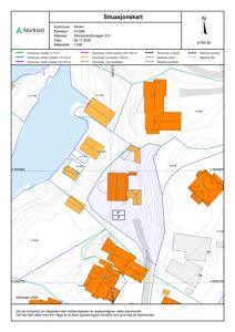 Situasjonskart som viser eiendomsforhold, bygninger, vegnett og topografi for eiendommen på Wernersholmvegen 21C i Bergen.