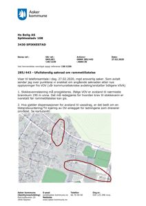 Et kart med røde sirkler som viser et område, sannsynligvis en situasjonsplan eller et kart fra en byggesak.