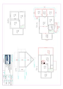 Etasjeplaner for en bolig som viser romfordeling, arealer og snitt for alle etasjer.