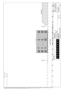 Fasadetegning (opprikk) av bygningens nordside med mål, høyder og detaljer.