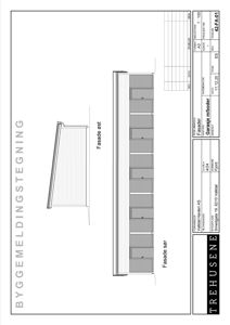 Fasadetegning som viser oppriss av en garasje med to sider (øst og sør).