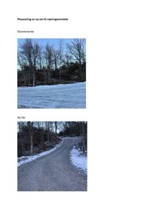 To fotografier som viser eksisterende og planlagt vei i et naturområde.