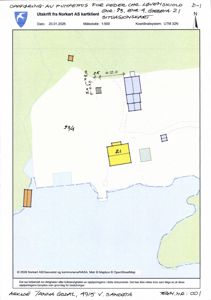 Situasjonskart som viser tomtens beliggenhet, eksisterende og planlagte bygninger (puppethus), vannveier og grenser.