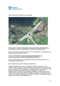 Satellittbilde eller flyfoto som viser en eksisterende avkjørsel (Fjellvegen) og tilstøtende terreng.