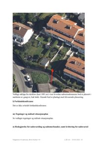 Et skråfoto (fra kart.1881.no) som viser en naboeiendom og en planlagt plassering for en ny bod.