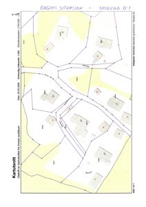 Situasjonsplan (kartutsnitt) som viser bygningers plassering, vegnett og arealbruk i området.