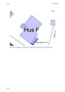 Teknisk tegning som viser en balkongskjerm for Hus F med angitt høyde på 1,2 m.
