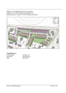 Situasjonsplan som viser et forslag til detaljreguleringsplan med byggefelt, veier og infrastruktur.