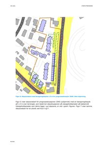 Støysonekart som viser beregningsområder for støy i et nabolag med flere hus og veier.