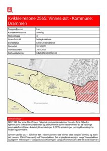 Kart over kvikkleiresone 2565 Vinnes øst med arealinnslag og nabolag.