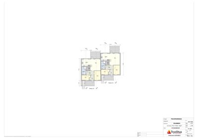 Etasjeplan (etasjeplan) som viser romfordeling, dører, vinduer og mål for en bolig.
