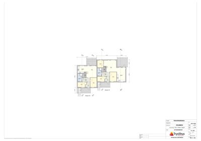 Etasjeplan (etasjeplan) som viser romfordeling, veggtykkelse og mål for en bolig.
