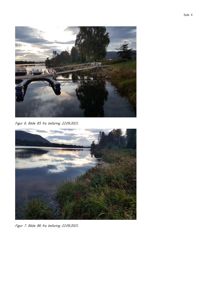 Fotografier av en brygge og vann fra en befaring, datert 22.09.2021.