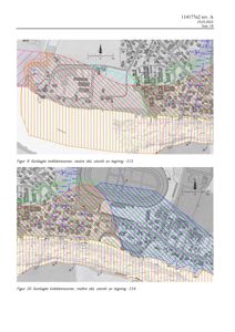 Situasjonsplan som viser kartlagte kvikkleiresoner (geologiske soner) på en tomt med eksisterende og planlagt bebyggelse.