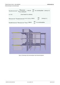 3D-visualisering (rendering) av et snitt gjennom en bygning som viser trekonstruksjoner og etasjer.