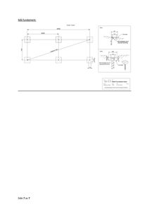 Tegning som viser detaljert konstruksjon av 'Mål fundament' med dimensjoner og festemuligheter i berg og jord.