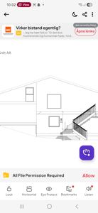 Fasadetegning som viser bygningens utside, vinduer, trapp og høydemålinger.