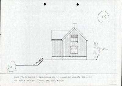 Fasadetegning av en bolig sett fra nord-øst