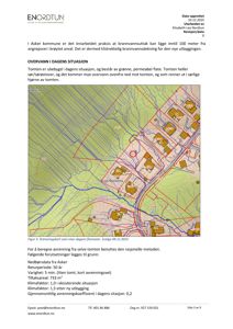 Et oversiktskart (situasjonskart) som viser et område med eksisterende bygninger, veier (Angrepsveien, Bugbråtesletta) og topografi. Kartet er brukt til å illustrere dagens situasjon for overvann og drenering.