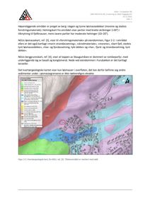 Kart over et område med fargekodet geologisk informasjon (kvartærgeologi) og bygningsplasseringer.