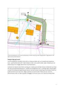 Situasjonsplan som viser tomt, vegnett og anlegg for pumpestasjon med overlappende arealformål.