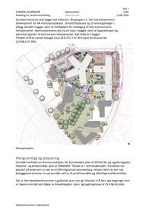 Situasjonsplan som viser plassering av det nye helsetunet i forhold til eksisterende bebyggelse, vegnett og arealbruk på tomta.