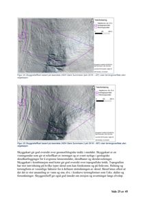 Bildet viser to skyggerelieffkart basert på laserdata (LiDAR) som illustrerer terrengtopografi uten vegetasjon. Kartene er inkludert i en rapport om skredkartlegging.