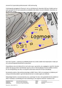Situasjonsplan som viser en tomt (Laamoen) med markerte prøvepunkt for jorddybde-undersøkelse.