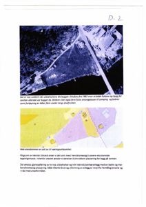 Bildet viser en ortofoto fra 1982 og en situasjonsplan over eiendom med tekstbeskrivelser om byggesak.