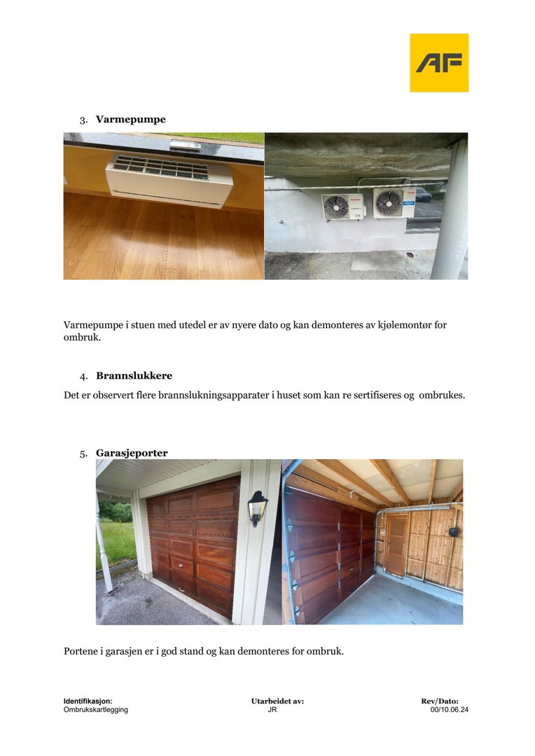 Fotografier av varmempepe og garasjeporter i en bygning.