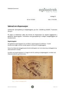 Bildet viser en situasjonsplan (bebyggelsesplan) for et område i Flekkefjord kommune, som viser plassering av eiendommer og bebyggelse.