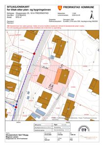 Situasjonskart som viser tomtens beliggenhet, grenser og nabolag.