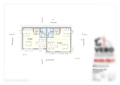 Etasjeplan (Plan 2) som viser romfordeling, arealer og orientering for en bolig.