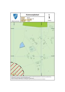 Kommuneplankart som viser eiendomsgrenser, arealbruk og infrastruktur i et område.