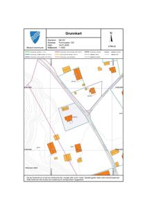 Grunnkart (situasjonsplan) som viser eiendomsgrenser, tomteforhold og nabolag.