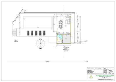 Etasjeplan (1. etasje) for et lyshus med angitte rom, mål og arealoppsummering.