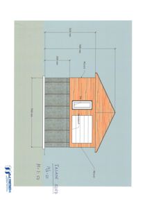 Fasadetegning (Nord) med mål og detaljer for vinduer og materialer