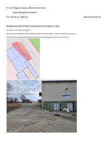 Fotografi av en eksisterende bygning (en hvit industribygning med 'GUNNAR KLO' skilt) sett fra bakkenivå.