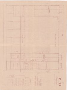 Etasjeplan (2. etasje) med romfordeling, dører, vinduer og mål for en bygning.